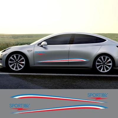 4PCS Auto Door Side Skirt Vinyl Film Car Body Decor PVC Decals Stickers For Tesla Model 3 Auto Decoration Wraps Car