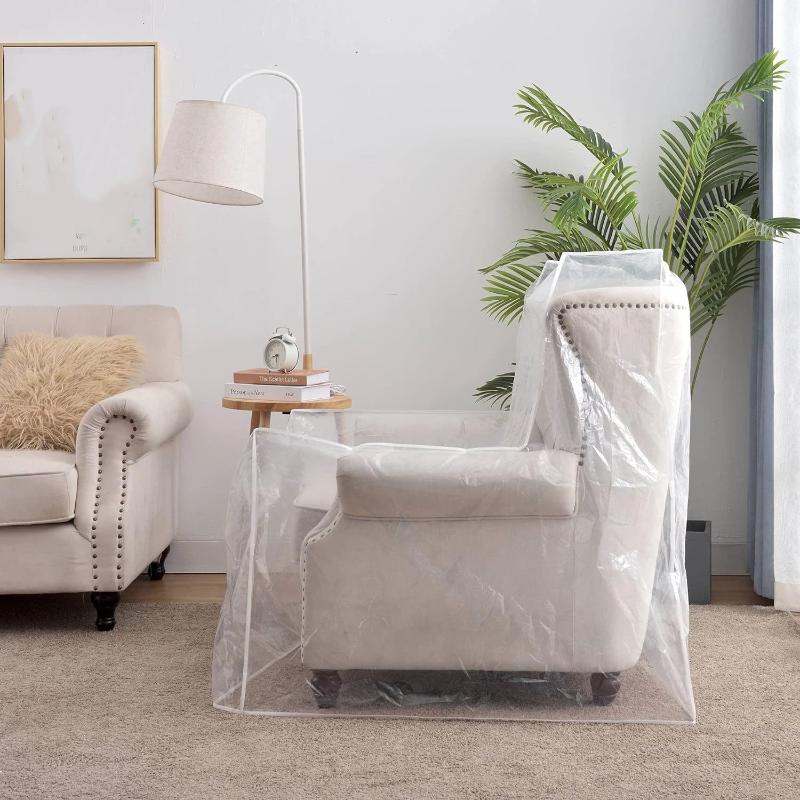 Clear Plastic Waterproof Sofa Cover 1Pcs Dustproof Armchair Couch Protector for Living Room Pets Home Long Term Storage