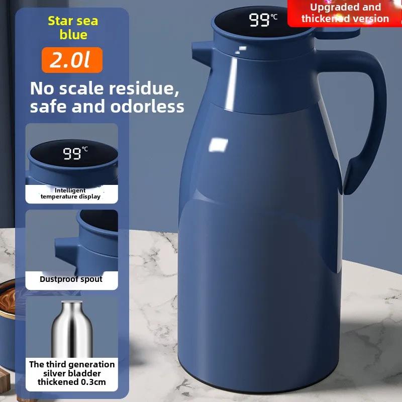 Kitchen Thermal Kettle Household Digital Display Coffee,1/1.3/2L Thermos Glass Liner Vacuum Flasks Large Capacity Water Bottle
