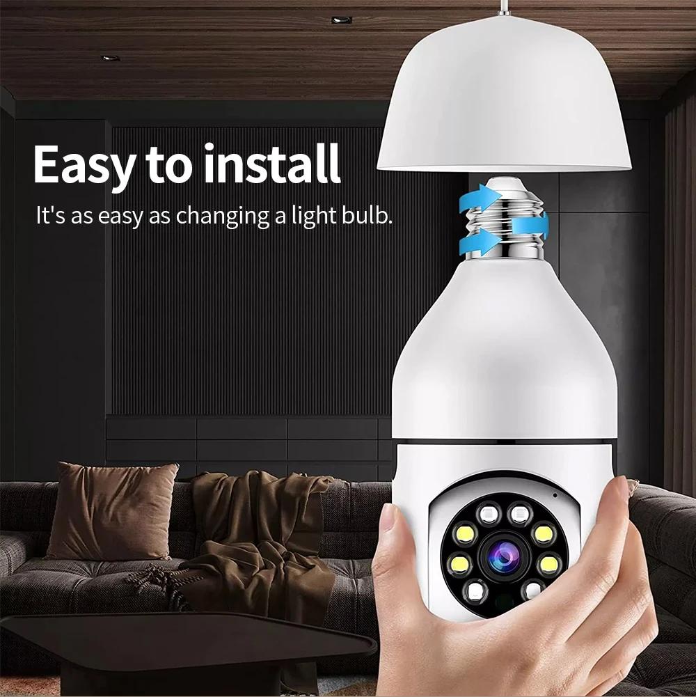 E27 Bulb Security Camera Full Color Night Vision Auto Human Tracking Zoom Wifi Mini Ip Camera Indoor Monitor