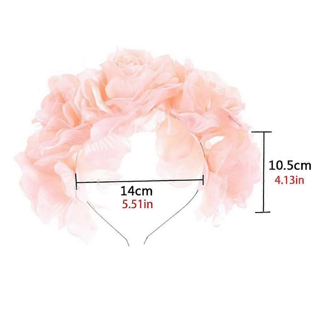Women Wedding Bridal Headband Garland 3D Simualtion Flower Crown Beach Hair Hoop Gray