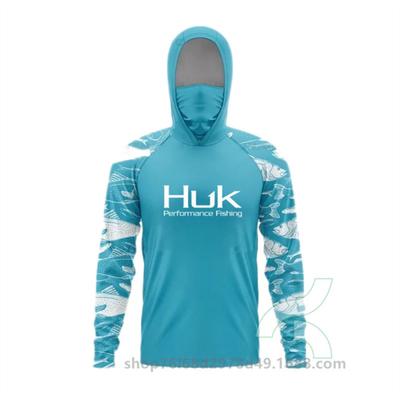Mens Quick-Dry Fishing Hoodie With Integrated Face Cover UPF50 Sun Protection Lightweight Breathable Angling Shirt