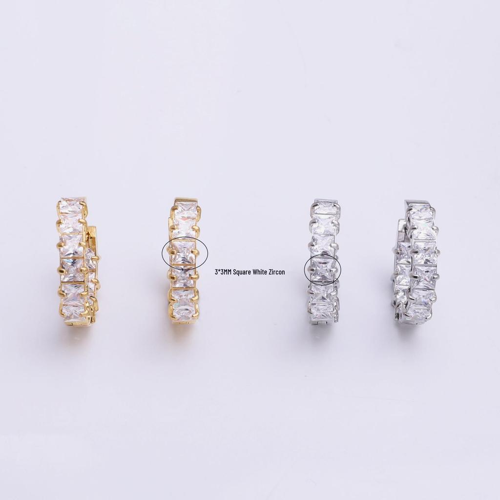 Chic Versatile Sparkly Square Zirconia Earrings for Women - High-End Niche Design