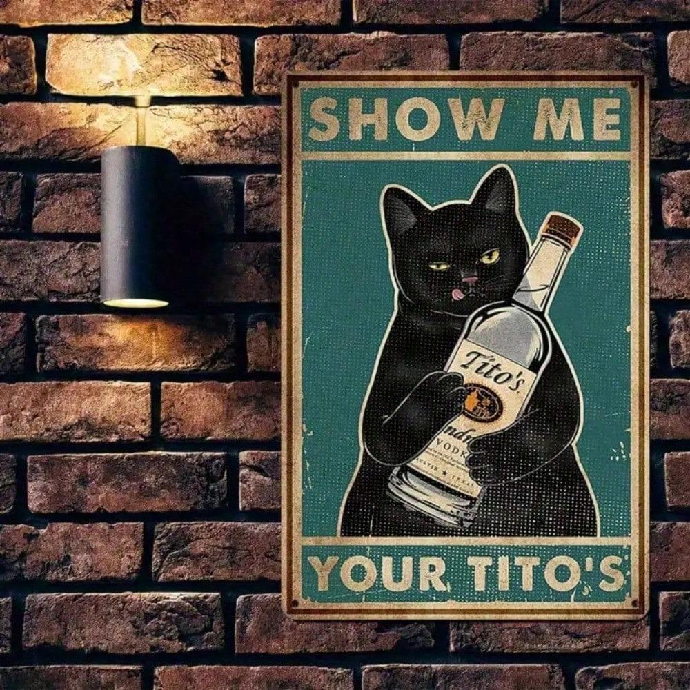 Funny Cat Tin Sign 8x12 Inch Rustic Bar Wall Art Vintage Farmhouse Decor Novelty Gift Cat Lover Retro