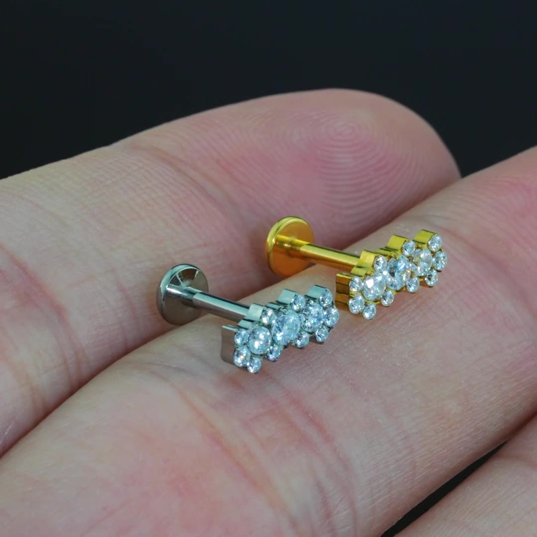 G23 Titanium Alloy Earrings Female Europe United States Cross-Border Fashion Piercing Jewelry Zircon Clover Nail Piercings Studs 1.2*8 серебряный