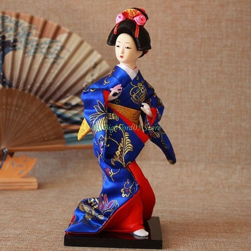 24TE Japanese Geisha Kimono Dolls Sculpture Ornament for Home or Office Table Decors