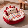 Pet Bed with Removable Cushion Supportive Oval Sofa Raised Bolsters Washable for