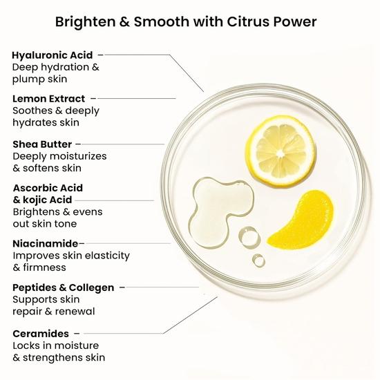 WildOak Candid Lemon Sugar Body Scrub | 300g | Kojic Acid, Hyaluronic Acid, Ceramides, Collagen & Peptides | De-Tan & Brightens Dark Areas