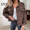 Women Casual Jacket Spring Fall Turn-down Collar Single-breasted Long Sleeves Washed Lapel Design Distressed Ripped Hem Streetwear Style Lady