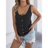 2026 Spring/Summer Solid Color Hollow Button Sweater Women's Vest Knitwear Vacation Top