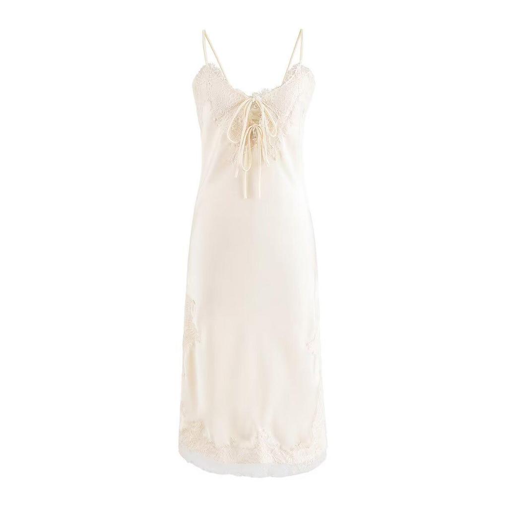 European Autumn Women's Mid-Length Lace Camisole Dress 2025