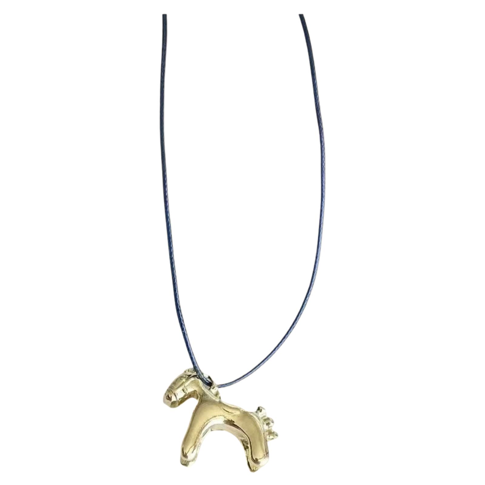 

Creative Horse Necklace Long Horse Necklace for Women Jewelry Accessories Cute Sweater Chain Colorful Horse Pendant Necklace золотой
