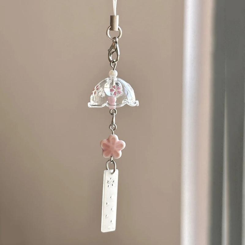 Transparent Keychain Cute Wind Chime Pendant Keyring Mobile Phone Lanyard Kawaii Bag Decorative Accessories Home Decorations