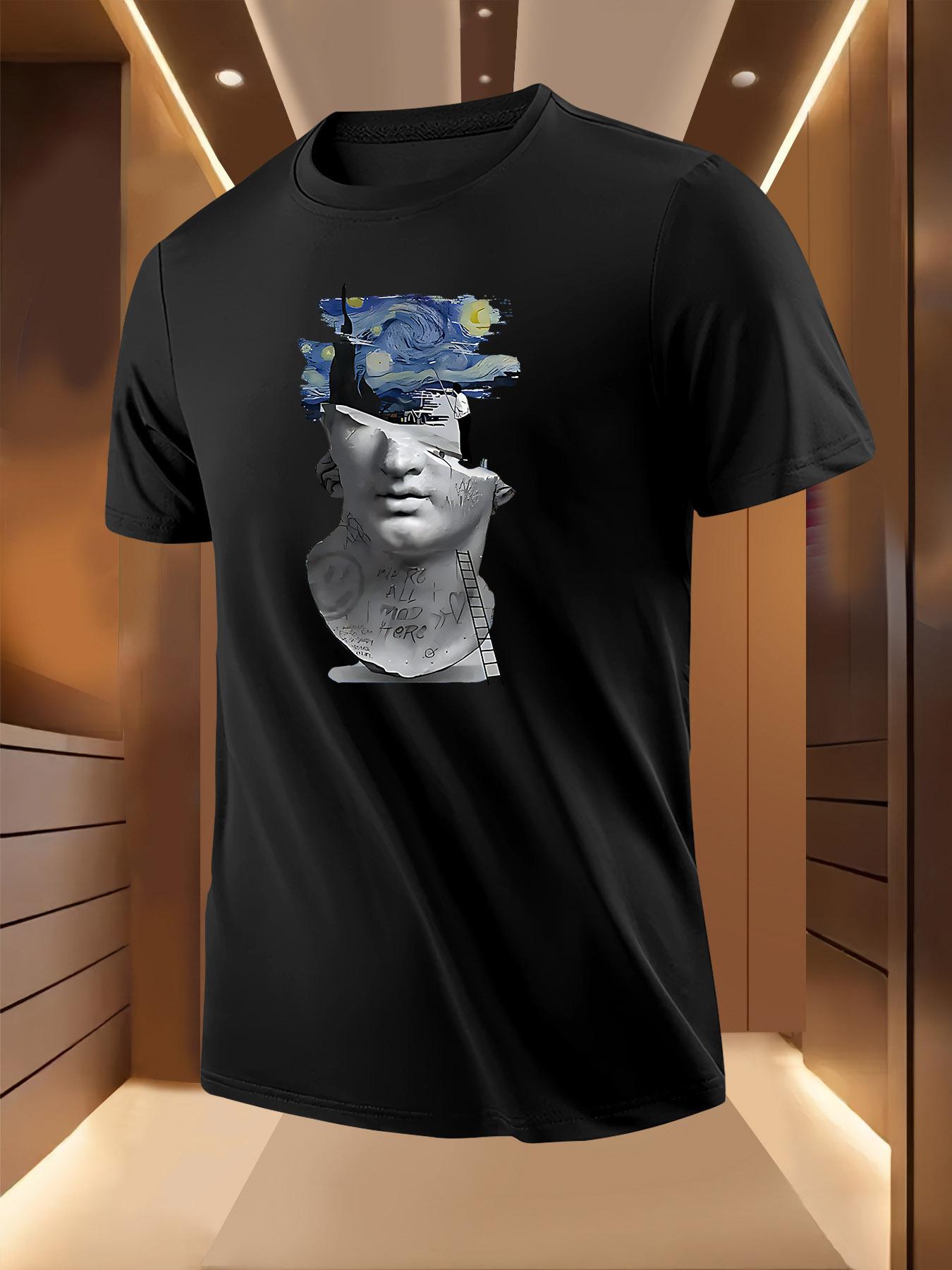 Artistic Patchwork Portrait Print Tshirt - Van Gogh Starr... XXXL