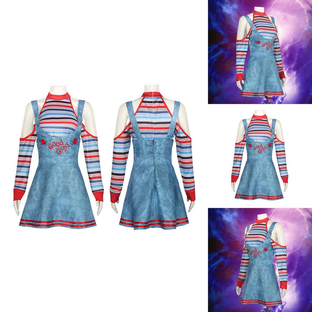 Sweet Dada Circus Clown Costume Halloween Cosplay Horror Doll Maid Dress Revival Set