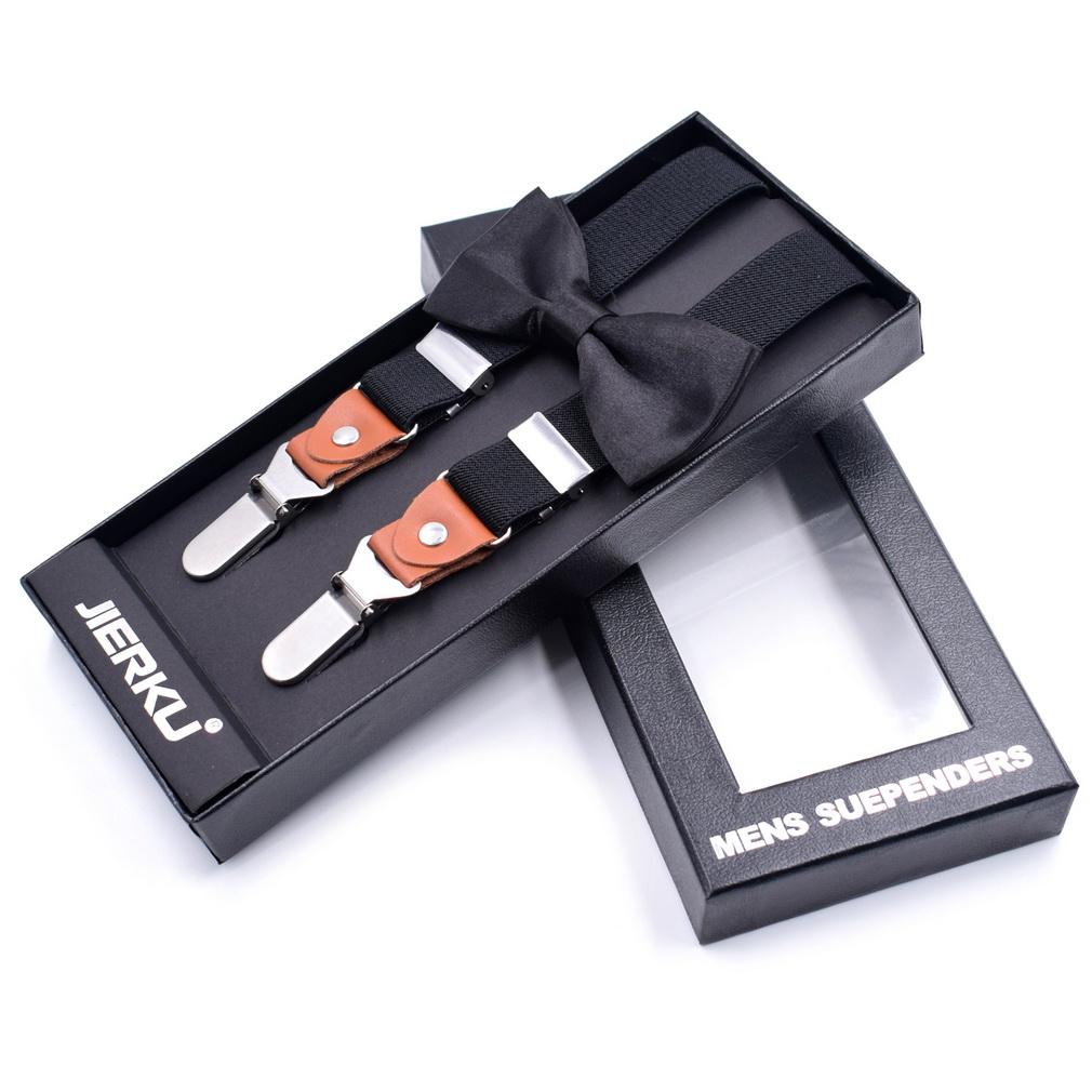 

Unisex Adult & Kids 3 Clips Suspenders Bow Tie Set, Adjustable Elastic PU Braces Kid