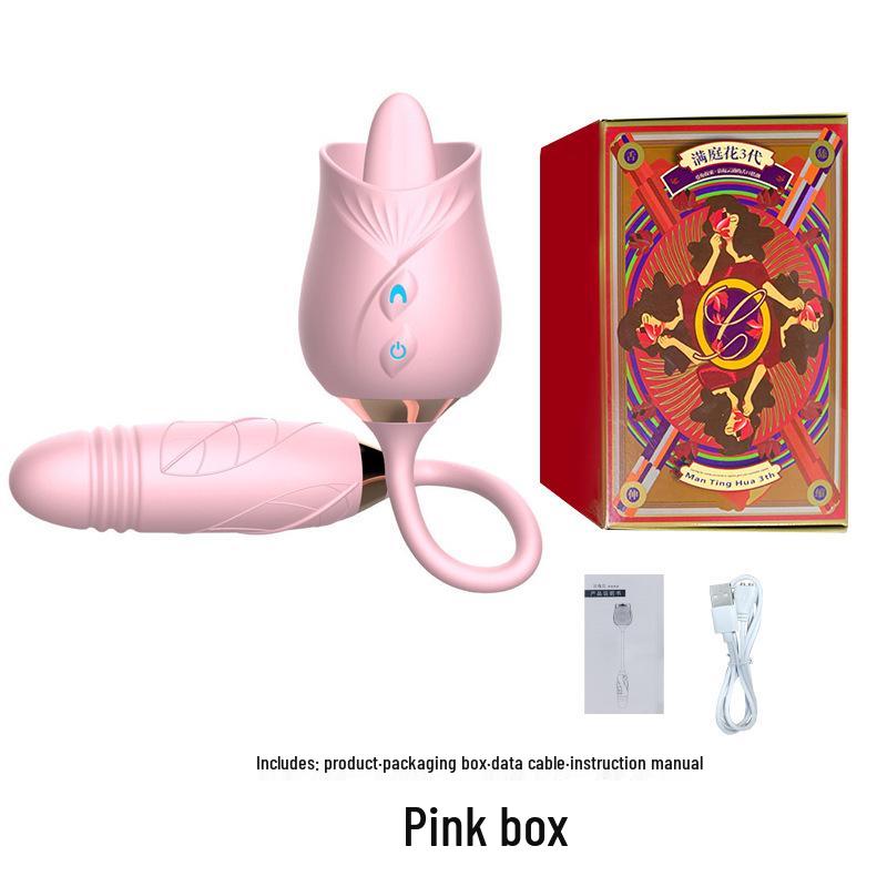 Women's Rose Flower Vibrator: 2nd/3rd Gen Tongue-Licking, Automatic Sucking & Telescopic Stick
