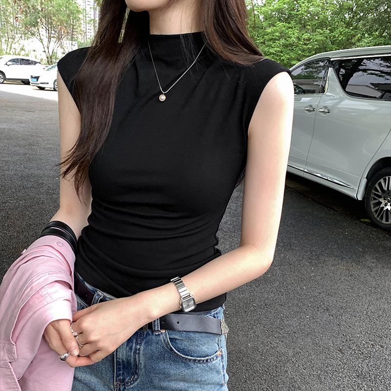 

Футболка без рукавов в европейском стиле в стиле ретро с пикантным дизайном жилета — женская новая облегающая летняя модель