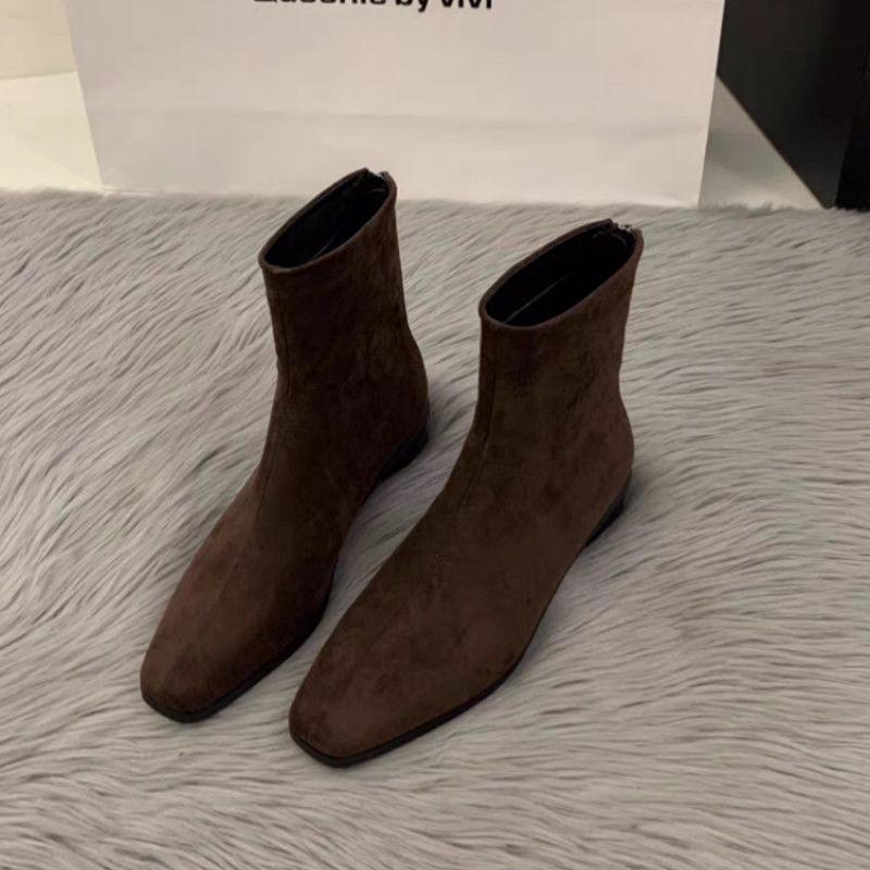 2025 Women's French Chunky Heel Ankle Boots - New Autumn/Winter Slimming Martin Stacked Boots