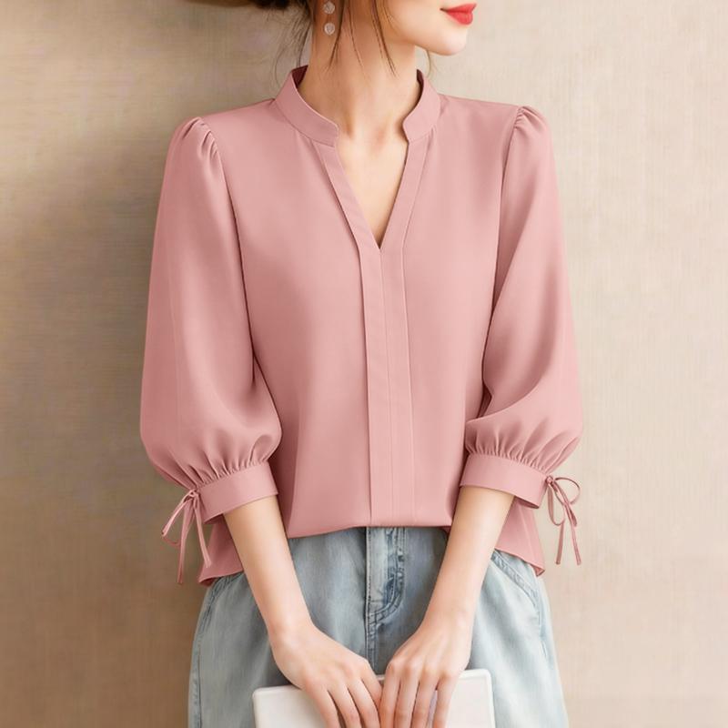 ZANZEA Women CasuaL V-Neck Solid Color 3/4 Sleeve Loose Blouse