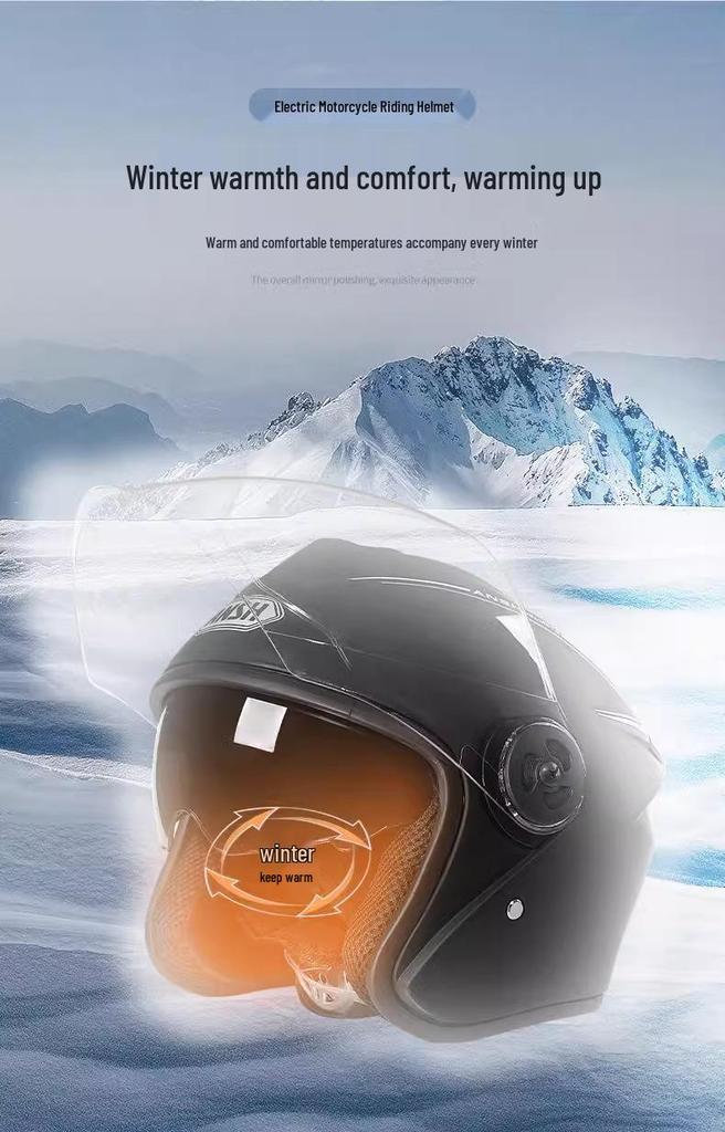All-Season Universal Electric Scooter Helmet with HD Double Visor for Winter