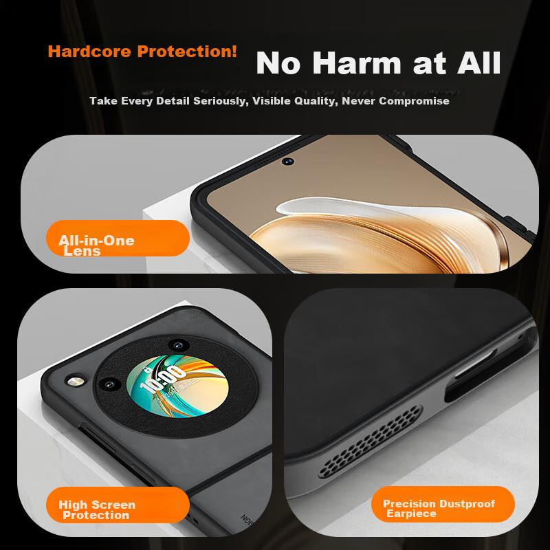 Phone Case for Nubia Flip, Huawei Nubia Flip Protective Cover, Upgraded Skin-Like Matte Lens Full Protection Silicone Case - Smoke Gray
