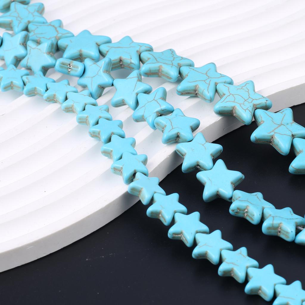 Energy Natural Stone Beads, Bohemian Style Star Blue Turquoise Loose Spacer Beads for Jewelry Making DIY Christmas Gifts Crafts Beading 38cm