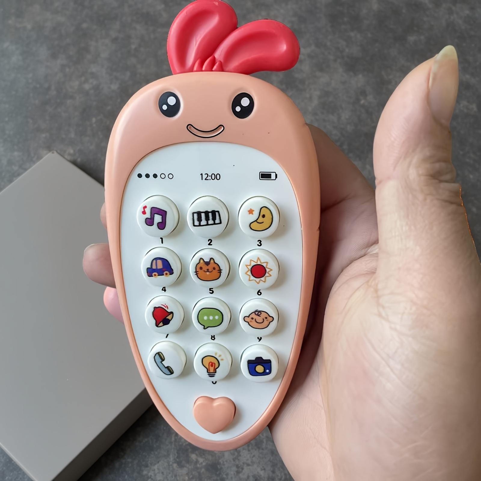 

Musical Carrot Toy Phone Early Learning Educational Device with Built-in Lights and Songs Interactive Toddler Phone Developmental Toy for Kids One Size рожевий