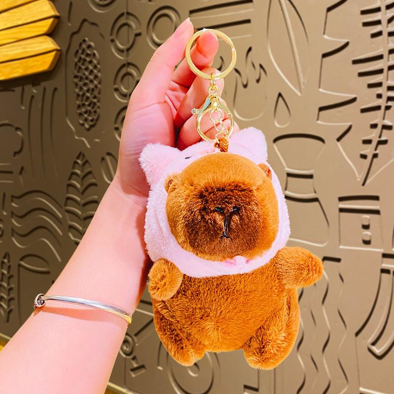 Adorable Capybara Plush Keychain Cute Car Accessory Creative Cartoon Style Gift