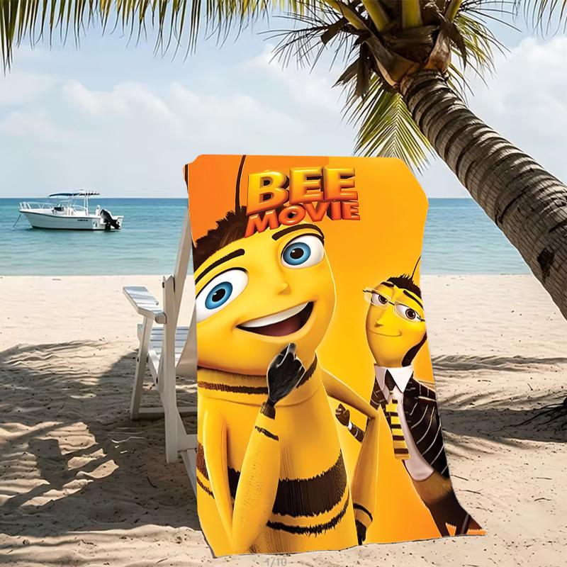 Beach Towel with Bee Movie Pattern - soft,absorbent,machine washable Lightweight&Modern,swimming,Travel Essentials