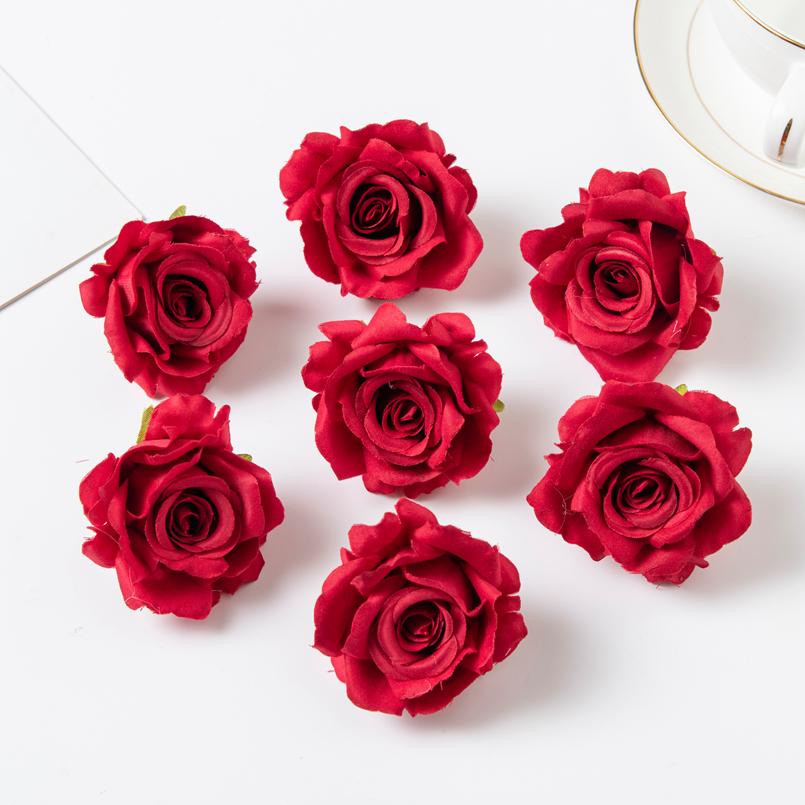 100Pcs Silk Rose Artificial Flower Hot sale Christmas Wedding Bridal Bouquet Home Outdoor Garden Diy gift box Scrapbook Material