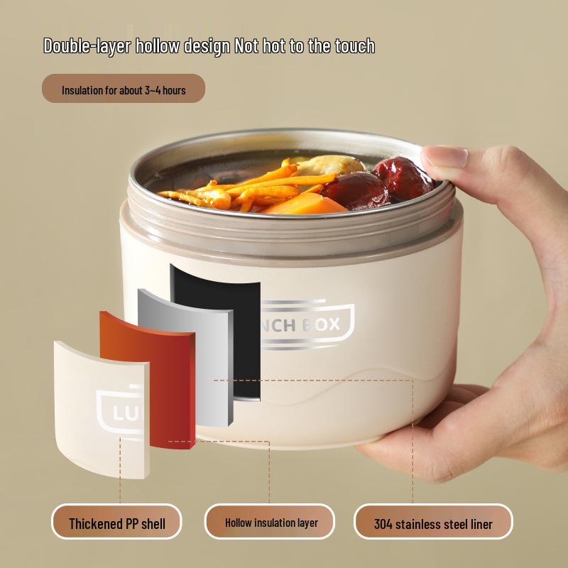 304 Stainless Steel Multi-Layer Insulated Lunch Box - Portable Bento for Students & Office Workers
