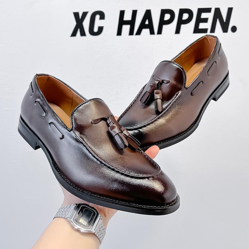 New Men'S Casual Leather Shoes Comfortable Loafers British Style Retro One-Pedal Men'S Shoes 24306-A
