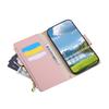 Applicable To iPhone17 Japanese and Korean Leather Case, Samsung S25 Lychee Pattern Zipper Wallet Diagonal Span Portable Rope A06 Solid Color