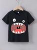 European Size Childrens Summer Short Sleeve "Super Funny Expression" Printed T-shirt