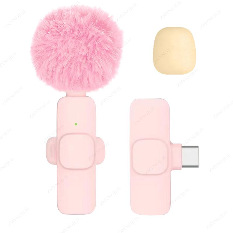 

Новый беспроводной петличный микрофон, портативный аудио- и видеозапись, мини-микрофон для iPhone, Android, ПК, камеры, игрового телефона Pink 1in1 Type-C