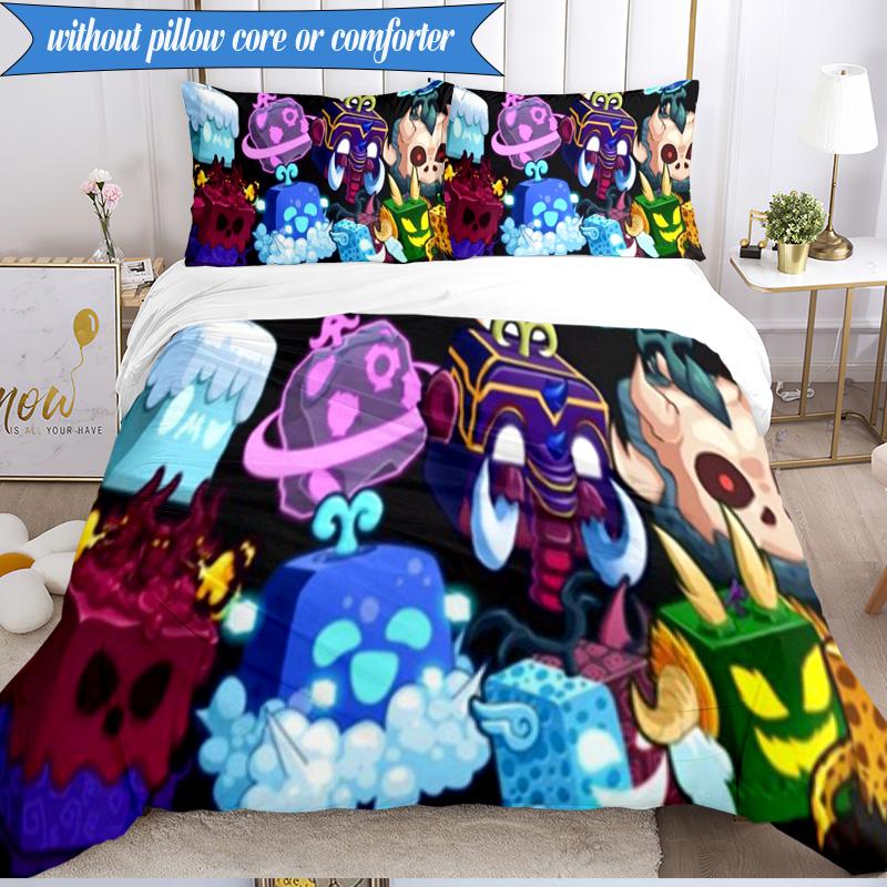 Colorful Cube Creatures 3pcs K-pop Music Group Bedding set,Ideal for Bedroom, Dormitory,Including Duvet Cover And 2pcs Pillowcases,Fan Gifts