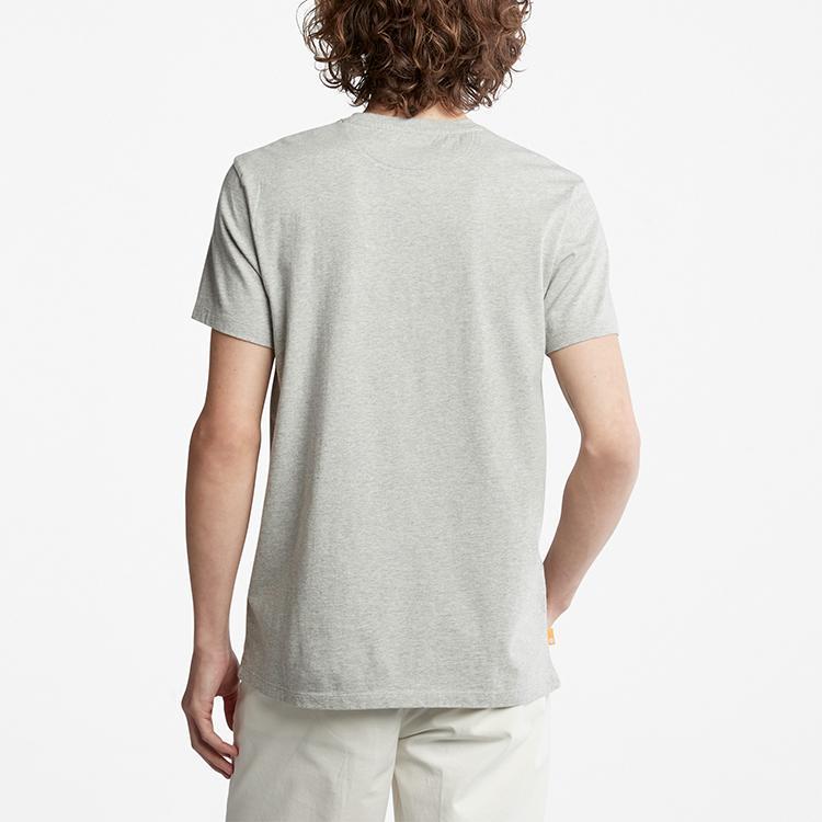 Timberland Solid Color Logo Embroidered Casual Slim Fit Crew Neck Short Sleeve T-Shirt Men Tops Medium-Heather-Gray A2EKJ-052