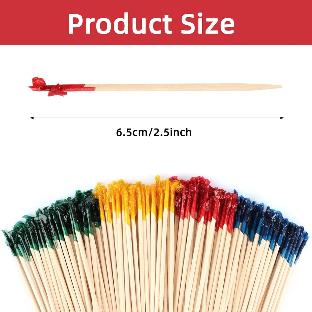 1600Pcs Toothpicks for Appetizers, 2.5 Inch Cocktail Picks with Assorted Colors, Wooden Food Toothpicks for Appetizers Cocktail Fruit Club Sandwiches