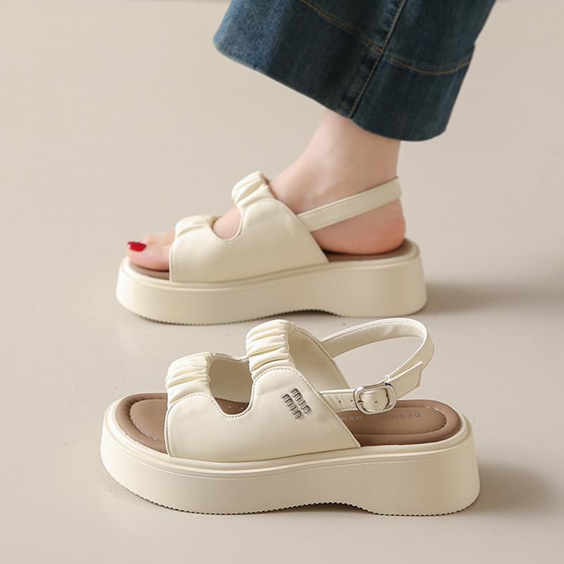 Fashion CRLAYDK Women's Rome Sandals Platform Ladies Adjustable Buckle Strap Shoes Open Toe Walking Casual Beach Leather Slippers