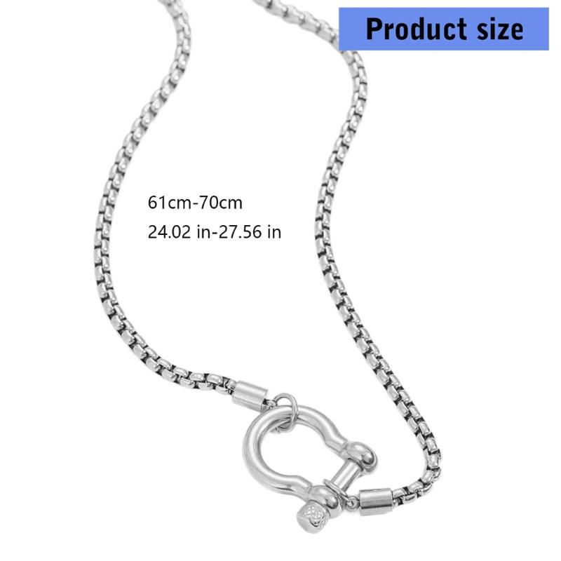 Gold Plated Carabiner Style Necklace Titanium Steel Pendant Neckchain Jewelry Ideal For Unisex Wear And Gift