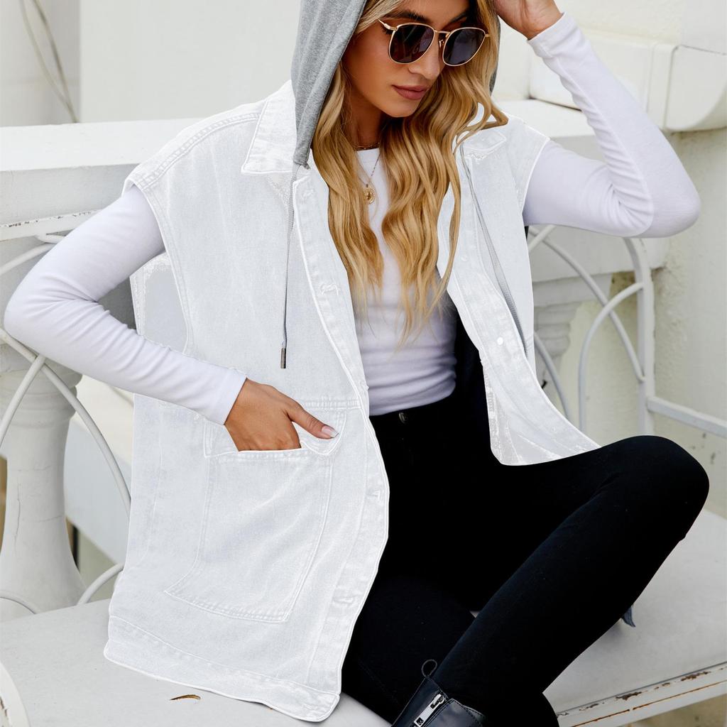 Ärmellose Jeansweste für Damen im Sommerstil – europäischer und amerikanischer Stil