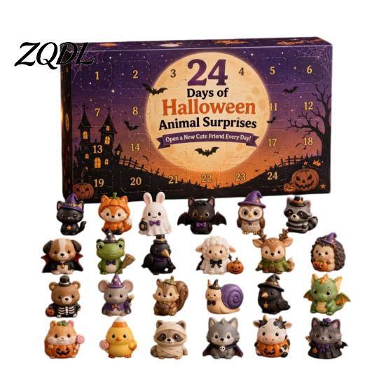 Halloween Countdown Ritual Adventskalender 2026, 24 Tage mit Mini-Figuren, Überraschungs-Sammler-Feen-Spielzeug-Set für Kinder Erwachsene, Partygeschenke Tischdekoration