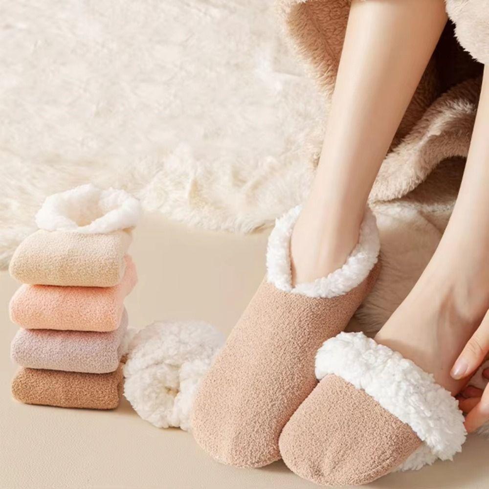 Thickened Lamb's Wool Socks Non-slip Bottom Winter Warm Sock Sleeping Slipper Socks  Autumn Winter