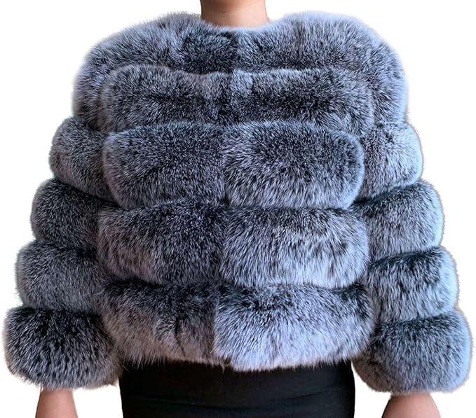 European and American manufacturers winter warm imitation fur jacket women's short fox hair splicing coat