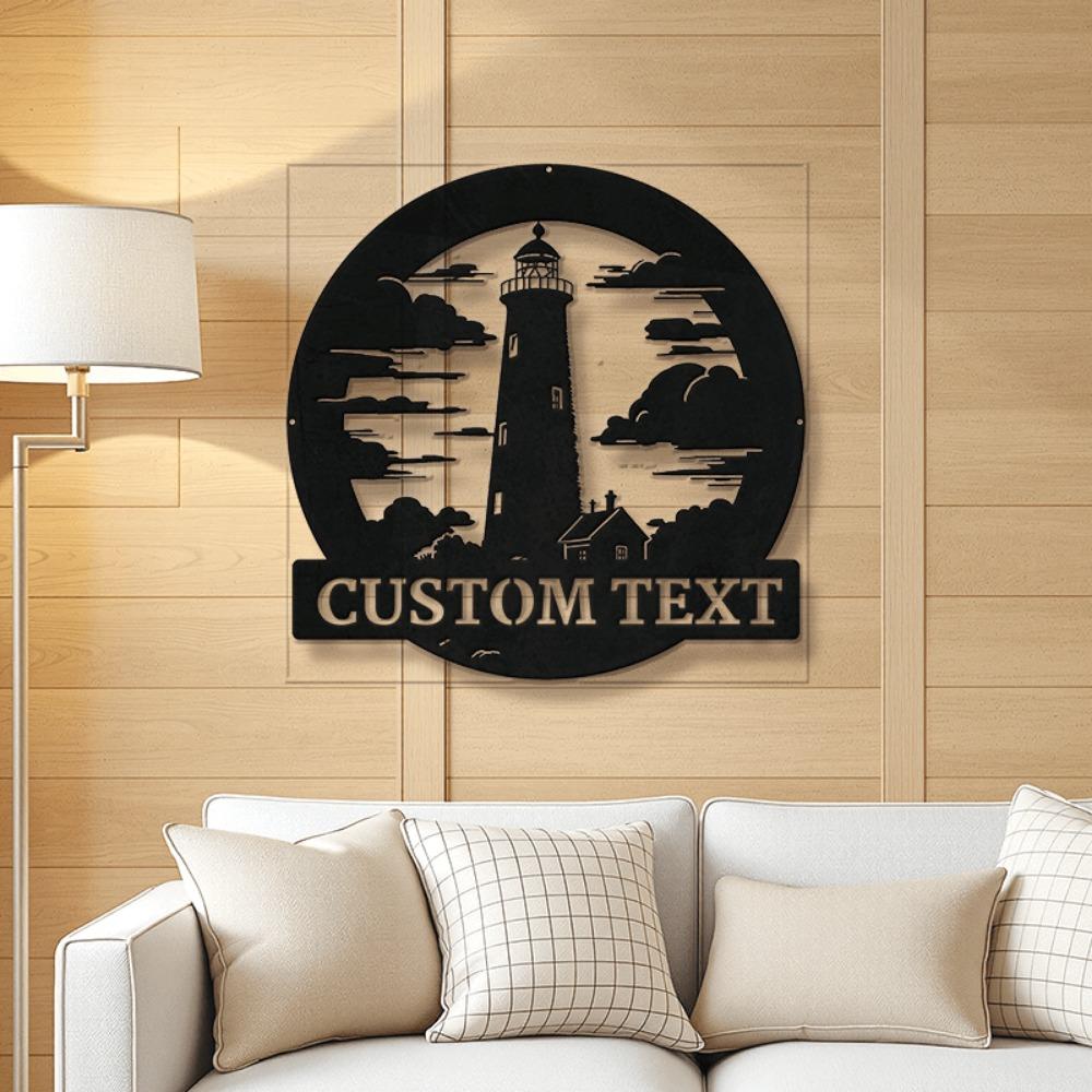 Metal Lighthouse Wall Art Nautical Decor Coastal Gift Iron Black Indoor Outdoor