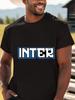 Men'S Vintage INTER Graphic T-Shirt - Black Casual Crew Neck Tee Featuring Blue & White Design