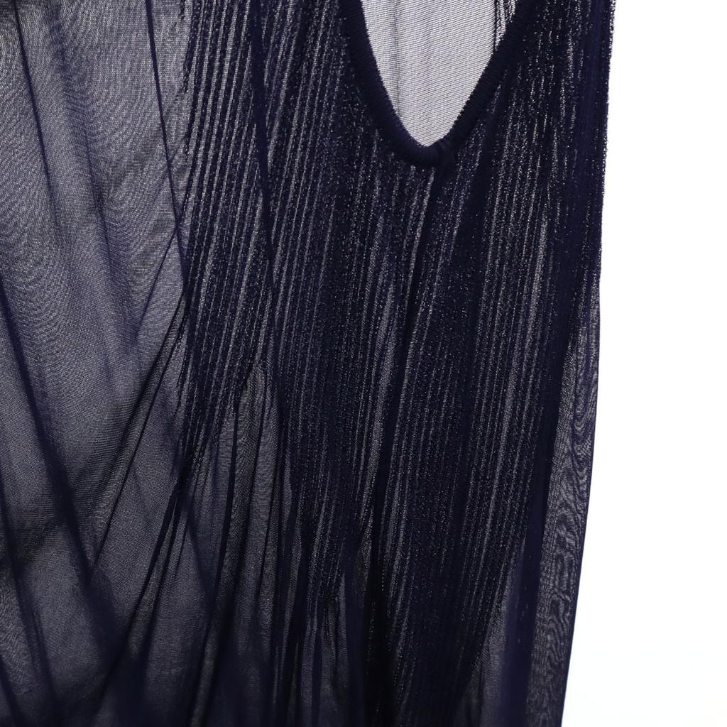 ISSEY MIYAKE made in Japan No sleeve Sheer one piece 2 Navy Women Used