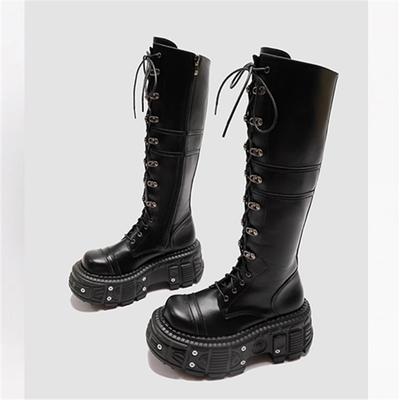 Long Boots Women Gothic Shoes Platform Knee High Boots Punk Black Sexy Motorcycles Boots 2024 New Halloween Cosplay Women Boots