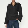 VONDA Women Lapel Neck Long Sleeve Irregular Buttons Belt Casual Loose Shirts
